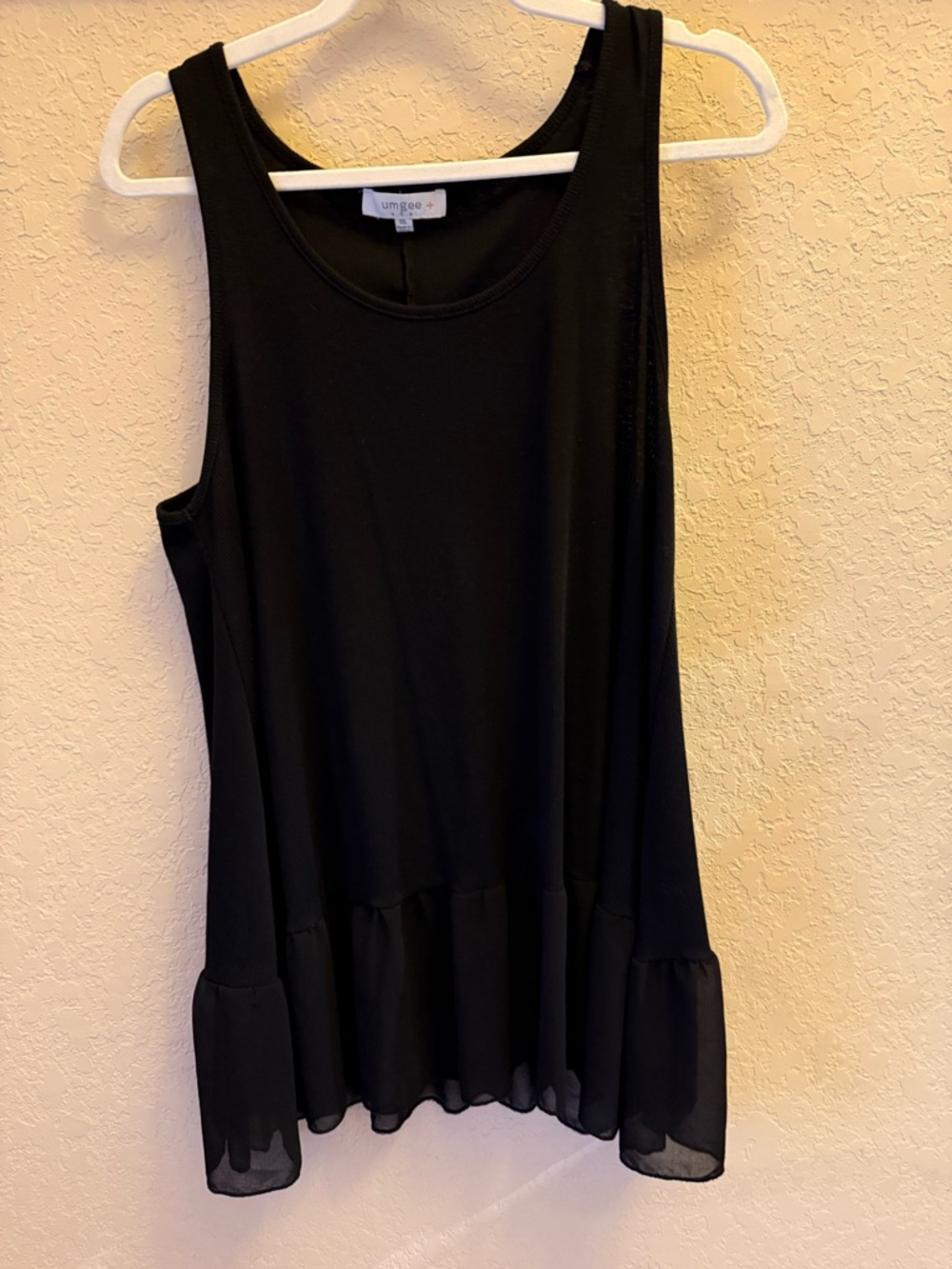 Umgee Black Sleeveless Tank with Ruffle Hem